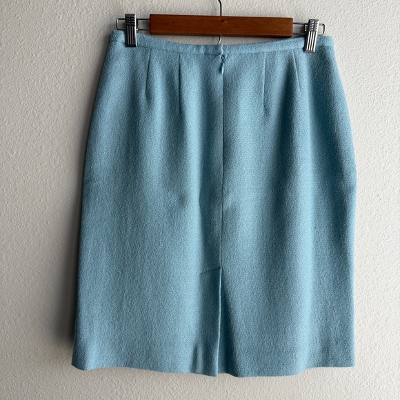 Neiman Marcus Wool Blend Light Blue Tweed Skirt Suit Luxury Blazer 8 Skirt 10 - Picture 6 of 16